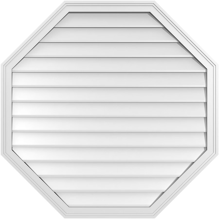 Ekena Millwork Octagonal Surface Mount PVC Gable Vent w/ 2"W x 1-1/2"P Brickmould Frame, 40"W x 40"H GVPOC40X4002SN